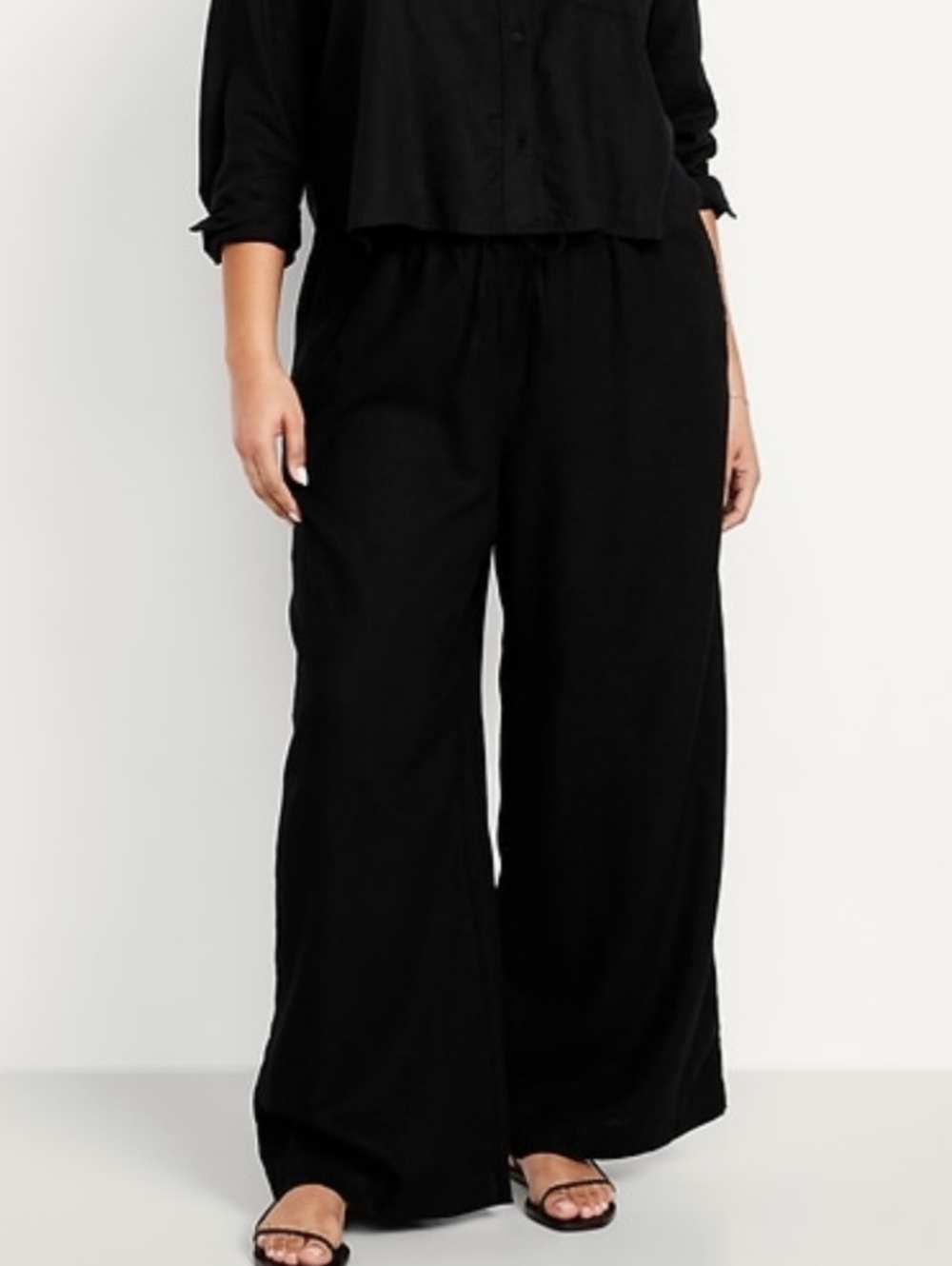 Old Navy High Rise Wide Leg Black Linen Blend Pants Size XXL